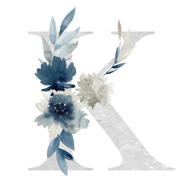 Letra floral K com peônias