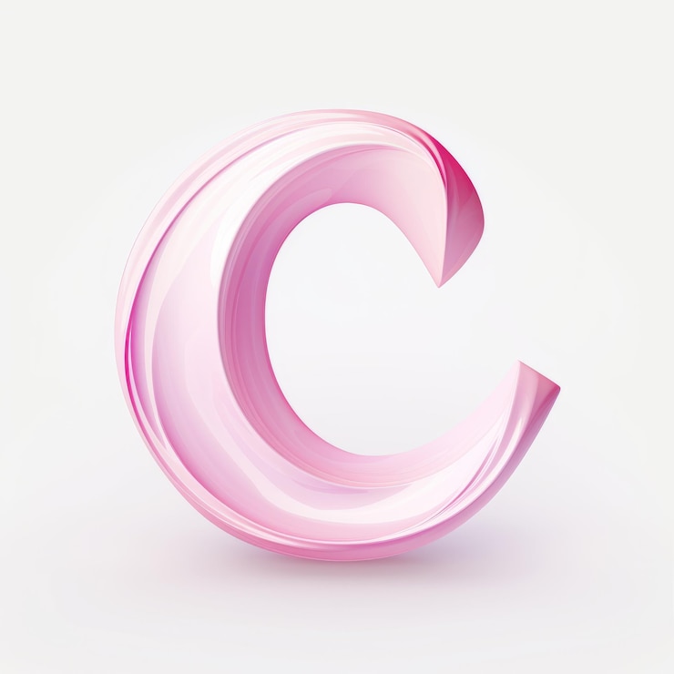 Foto la letra fluida rosa c simplicidad y elegancia en la escultura 3d