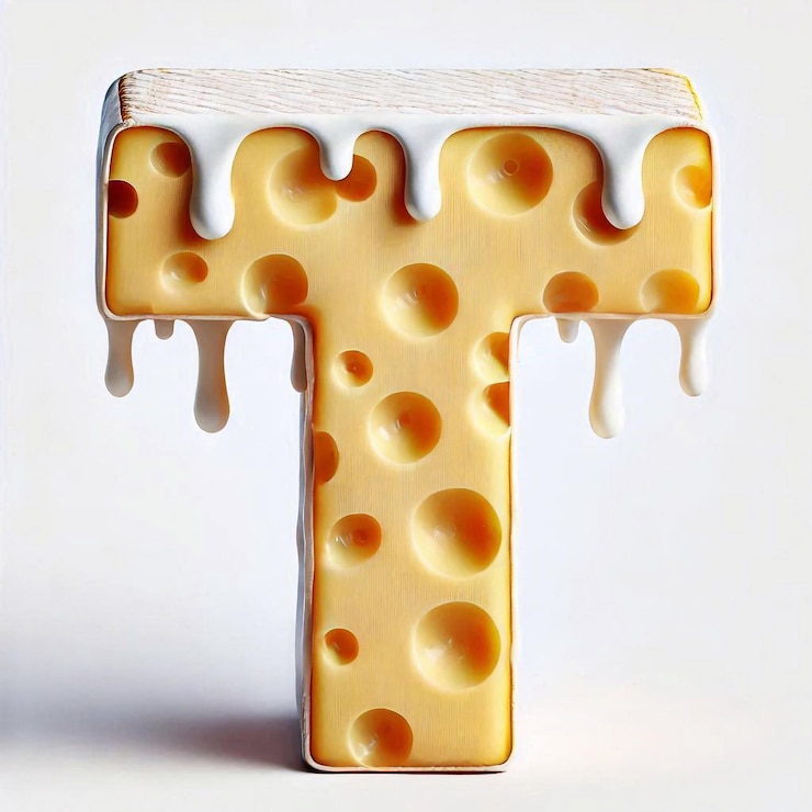 Foto la letra de la fuente de queso t en la tipografía de queso derretido pegajoso