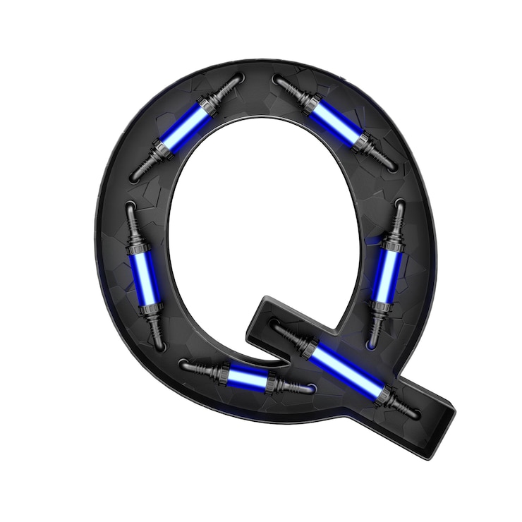 Foto letra de fuente de tecnología futurista qd render