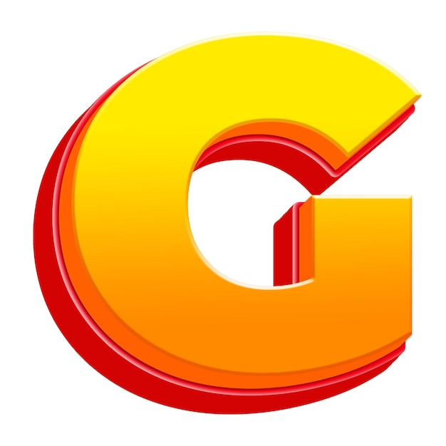 Letra G png capa amarilla 3D fuente de fondo transparente