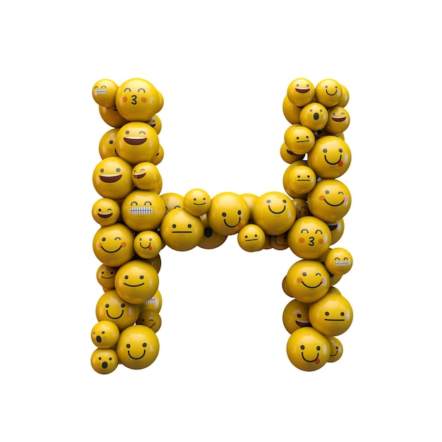 Letra H emoji fuente de caracteres 3D Rendering