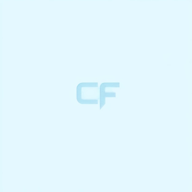 La letra inicial CF aislada en un fondo azul Ilustración 3D