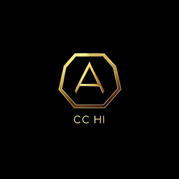 La letra inicial A Logotipo de diseño vectorial de hexágono de oro de lujo