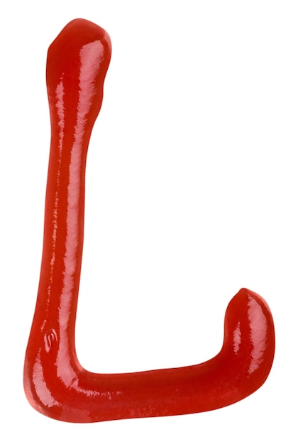 Letra isolada do alfabeto ketchup em branco