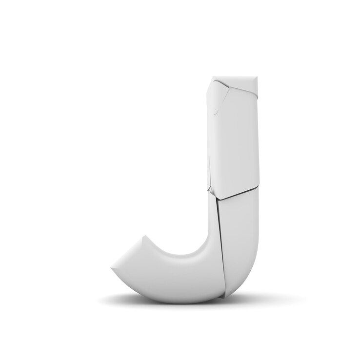 Letra J Broken cracked font 3D Rendering