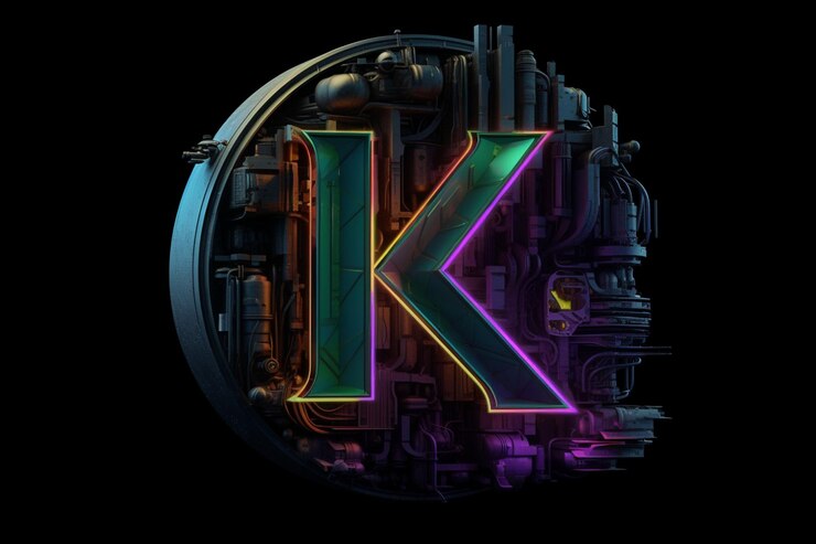 Foto letra k cyberpunk colores claros
