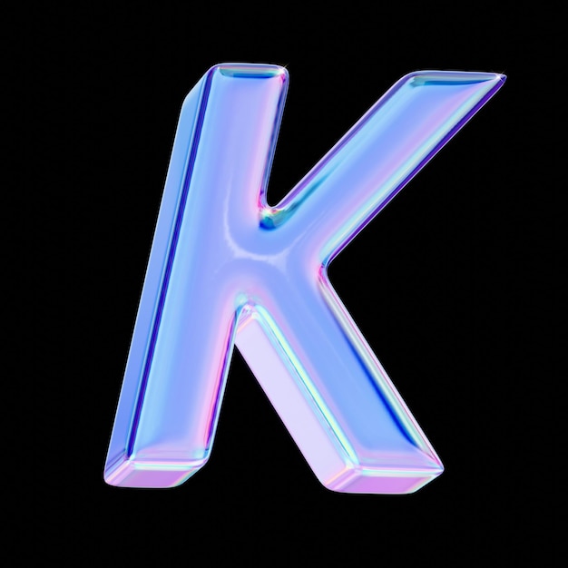 Letra K en estilo cromático 3D