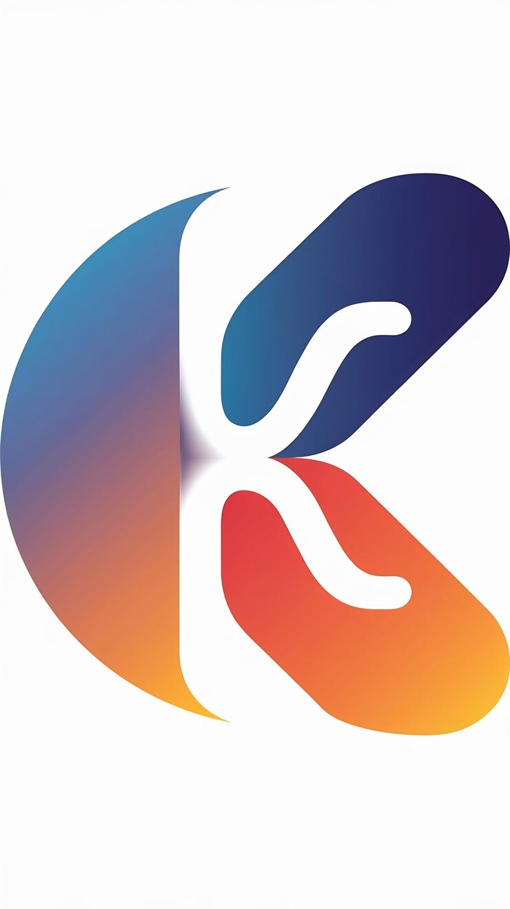 Foto la letra k del logotipo es un elemento abstracto en forma de círculo, un signo de icono de empresa redondo y un vector.