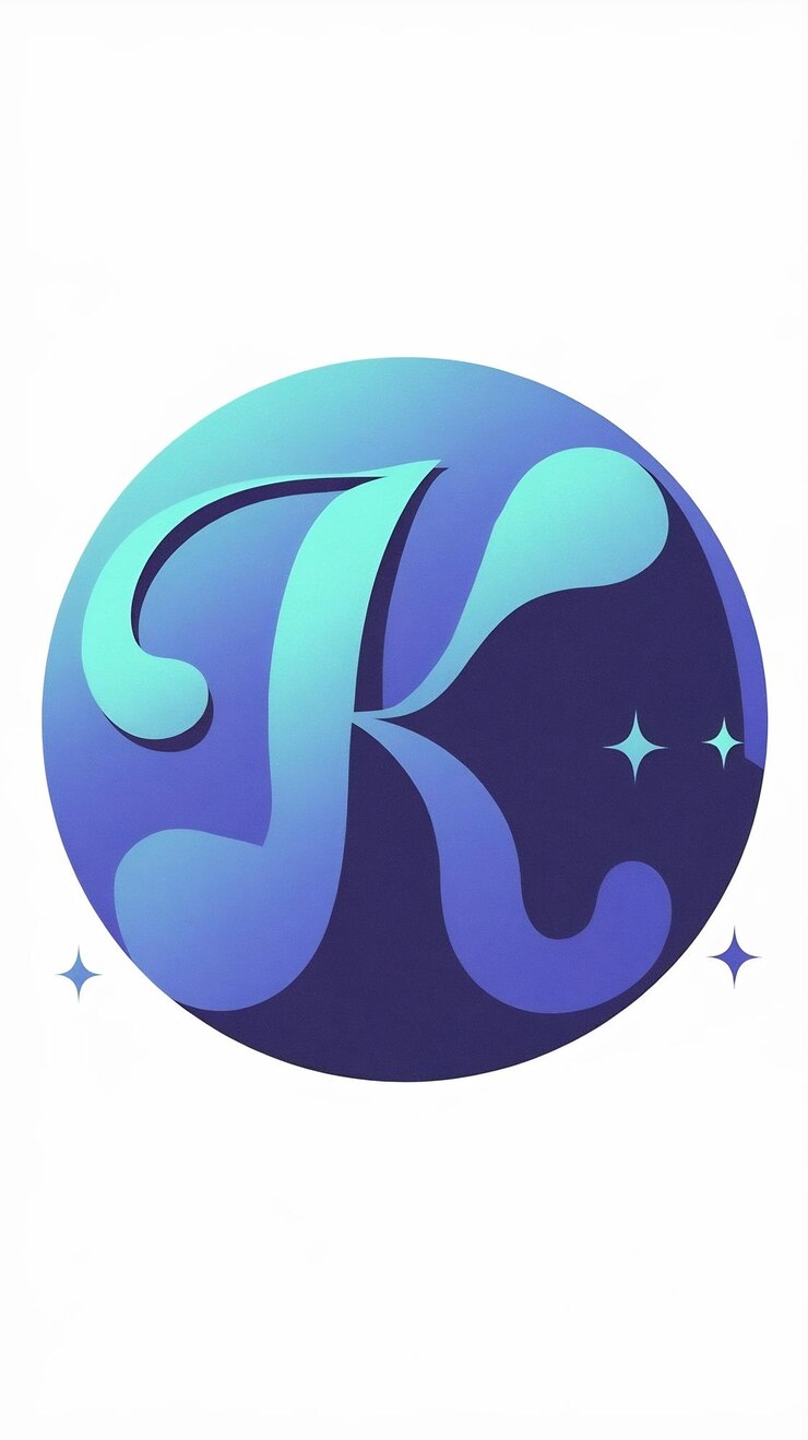Foto la letra k del logotipo es un elemento abstracto en forma de círculo, un signo de icono de empresa redondo y un vector.