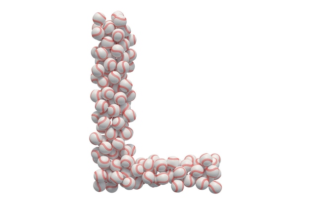 La letra L de las pelotas de béisbol en 3D