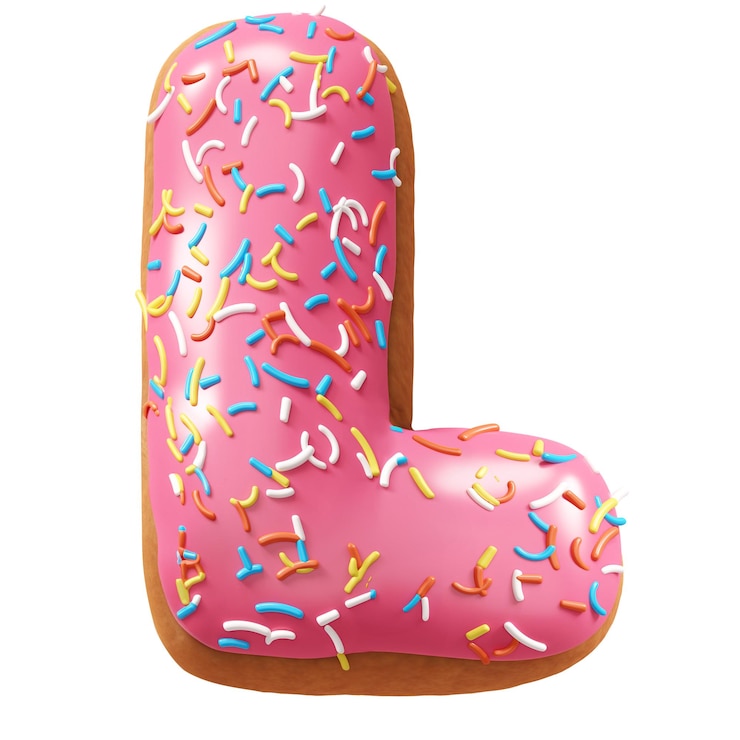 Foto la letra l png 3d donut alfabeto de fondo transparente