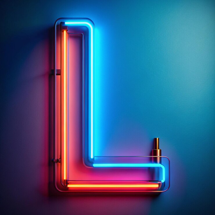 Foto letra l del tubo de luz de neón