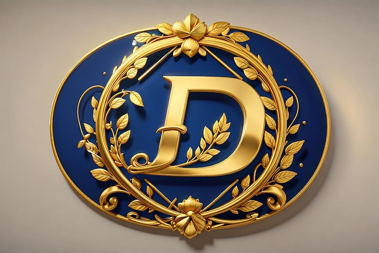 Foto la letra de lujo d logotipo estrella de oro real