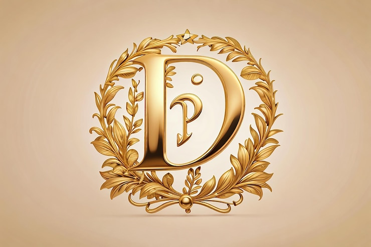 Foto la letra de lujo p logotipo estrella de oro real