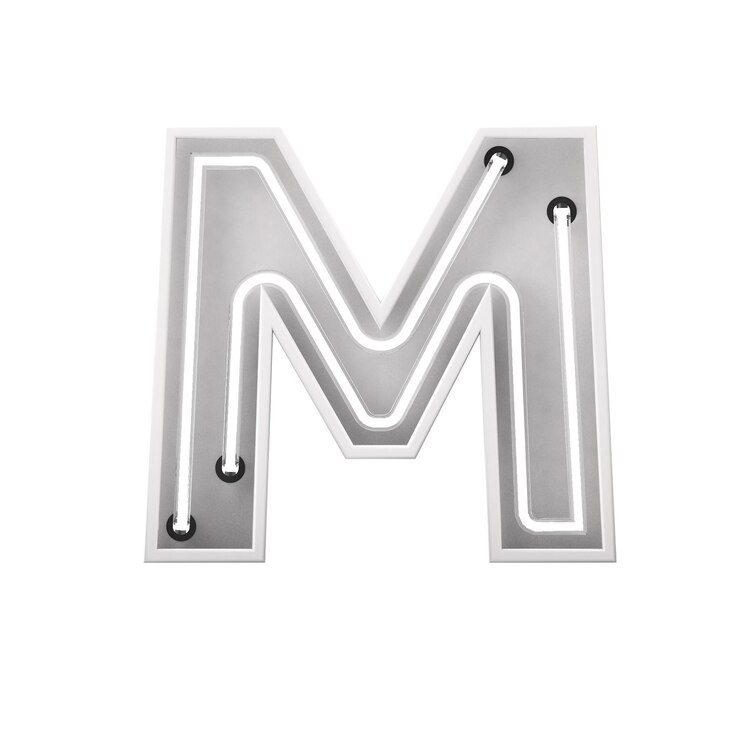 Foto letra de luz de estilo neón blanco m neón brillante letra mayúscula representación 3d