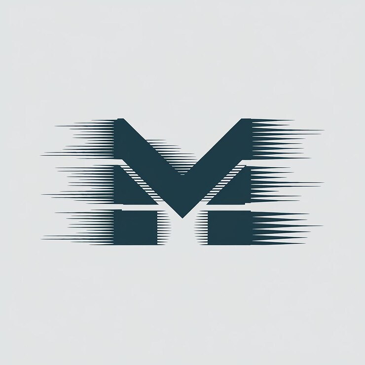 Foto letra m monograma logo icono geométrico movimiento horizontal líneas de rayas