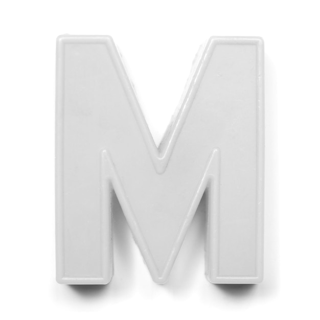 Letra maiúscula magnética M em preto e branco