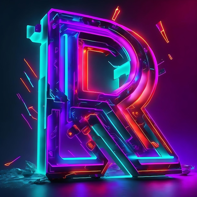 Letra maiúscula R Design de logotipo 3D R