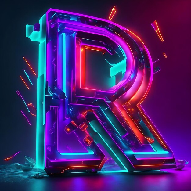 Letra mayúscula R Diseño de logotipo 3D R