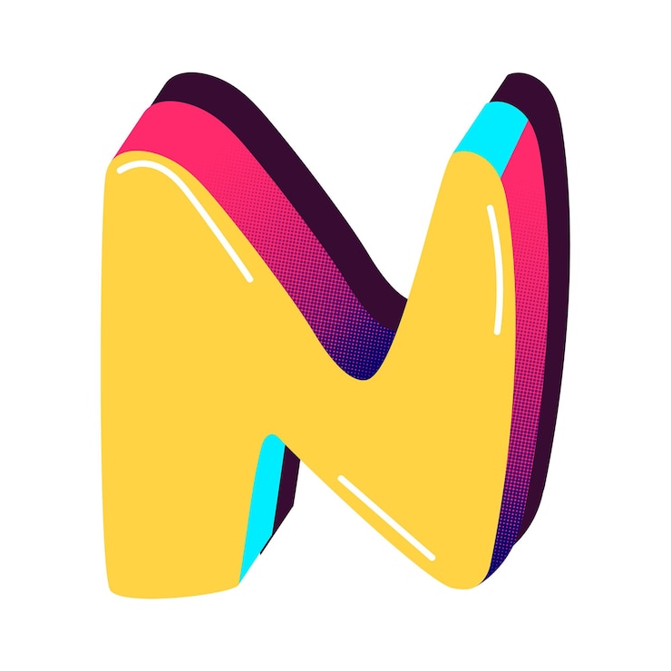 Foto letra n amarillo png estilizado
