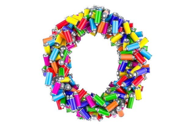 La letra O de las latas de pintura en aerosol de colores renderización 3D