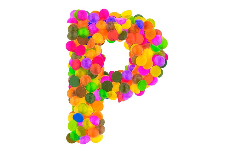 Foto letra p de caramelos de mermelada de colores renderizado 3d