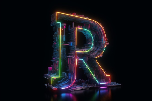 Letra P cyberpunk colores claros