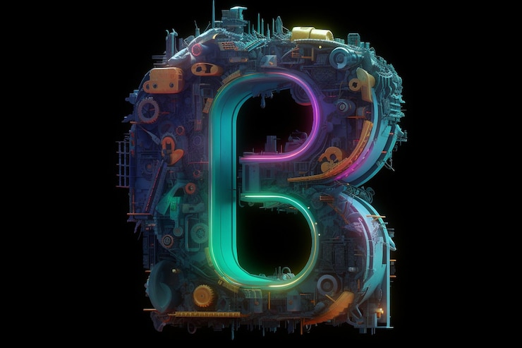 Foto letra p cyberpunk colores claros