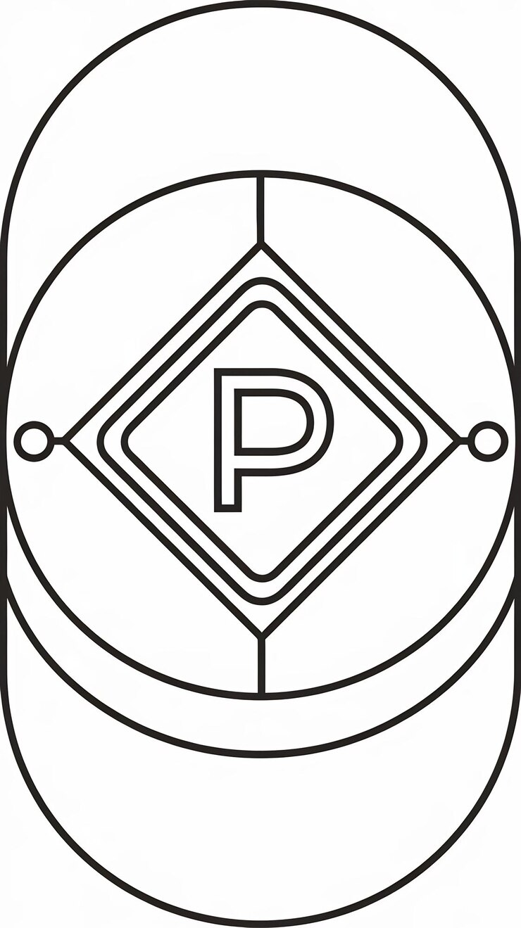 Foto letra p limpa ícone linear símbolo de logotipo de rombo com design vetorial de cartão de visita da marca