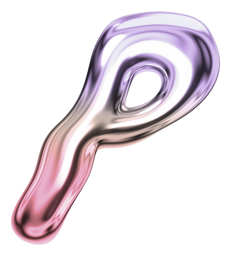 Foto letra p png holográfica fuente cromada fluida fondo transparente