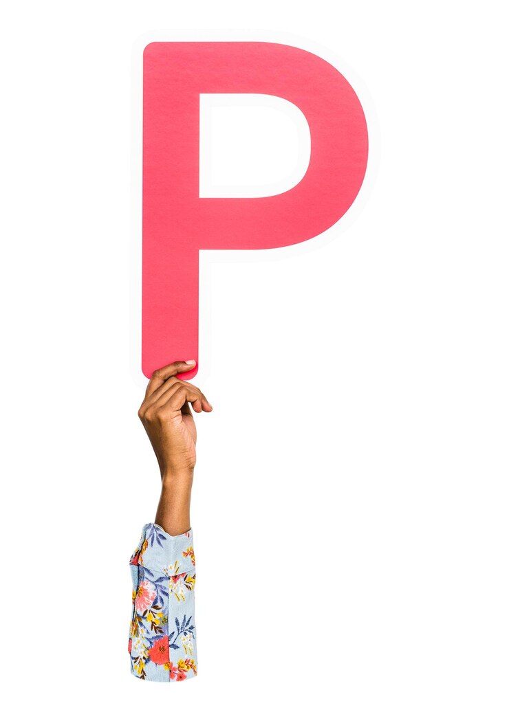 Foto letra p png señal de mano con fondo transparente