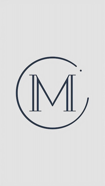 La letra plana M, el logotipo lineal, el círculo, el icono, el signo de la empresa