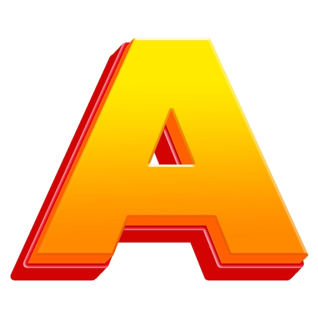 Letra png 3D capa amarilla fuente fondo transparente