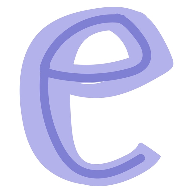 La letra PNG E dibujada a mano con una fuente de garabateo de fondo transparente