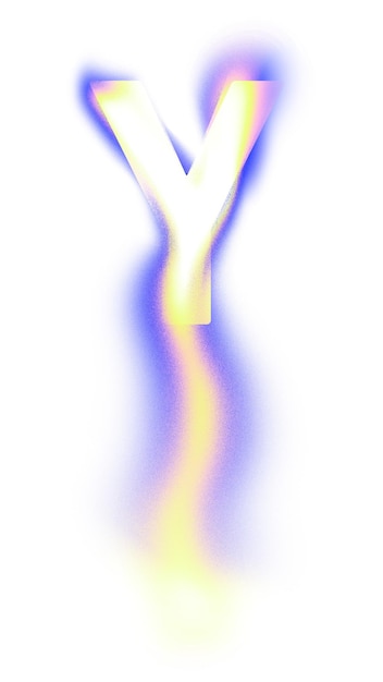 Letra Y PNG fuente de neón fluido fondo transparente