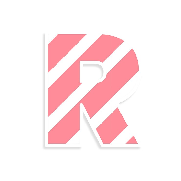 Foto la letra png r es una fuente a rayas