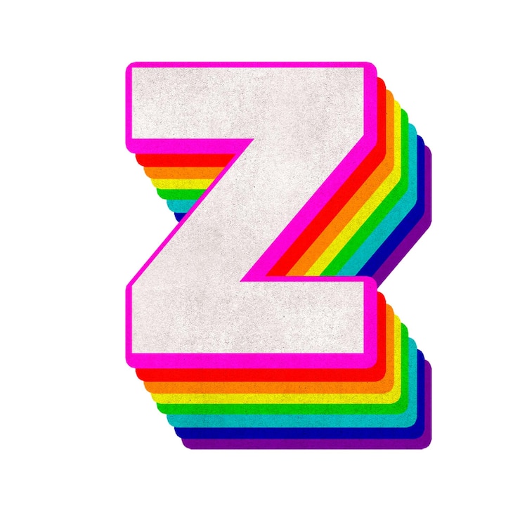 Foto la letra png z la tipografía arco iris el patrón lgbt