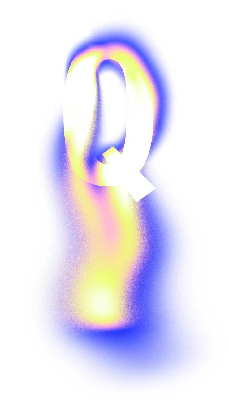 Foto letra q png fuente de neón fluido fondo transparente