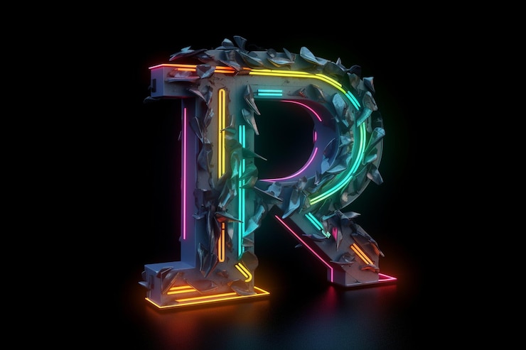 Foto letra r cyberpunk colores claros