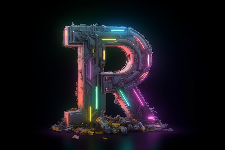 Foto letra r cyberpunk colores claros