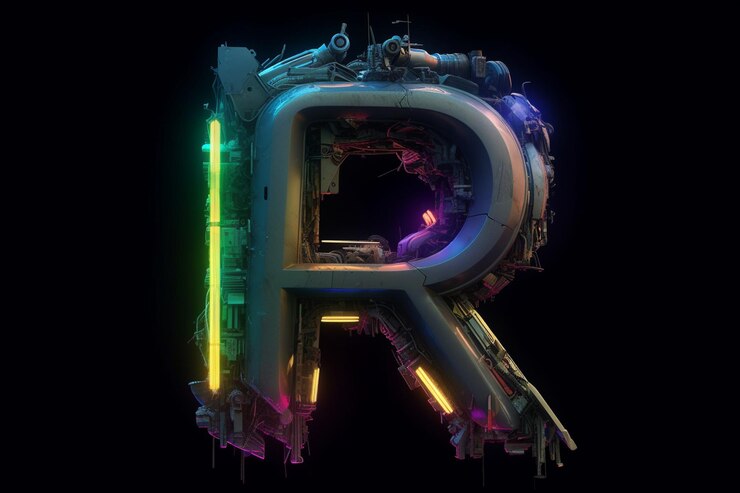Foto letra r cyberpunk colores claros