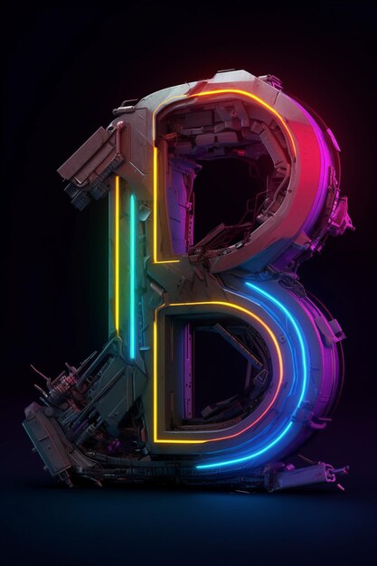 Letra R cyberpunk logotipo de colores claros ultra detallado