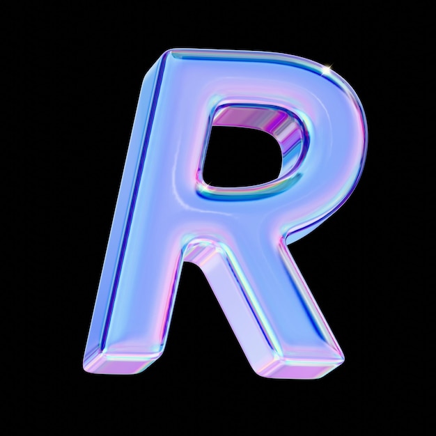 Letra R en estilo cromático 3D