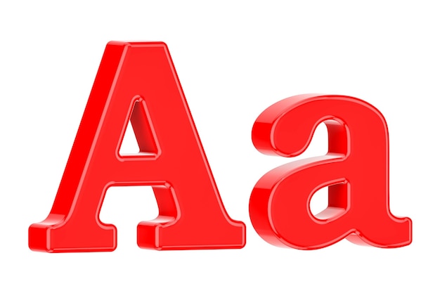 Letra roja inglesa A con representación 3D de serifas