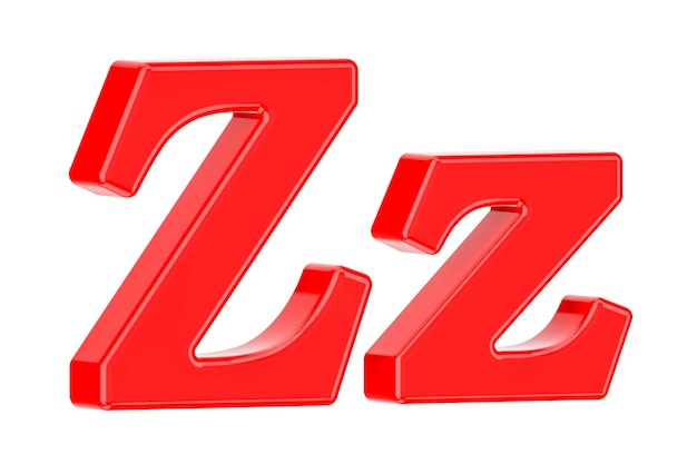 Letra roja inglesa Z con representación 3D de serifas