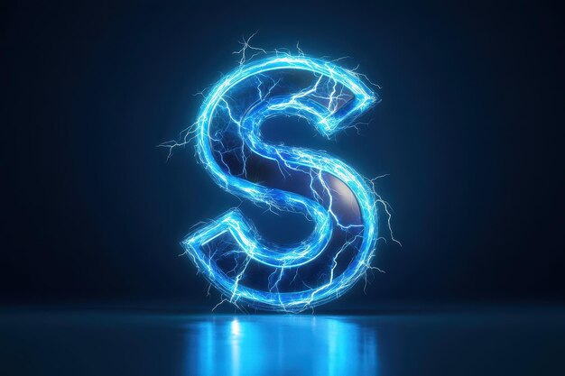 La letra S está iluminada con chispas azules que le dan un aspecto futurista