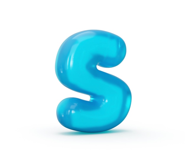 Letra s feita de Aqua blue jelly liquid 3d alfabeto letras pequenas ilustração 3d
