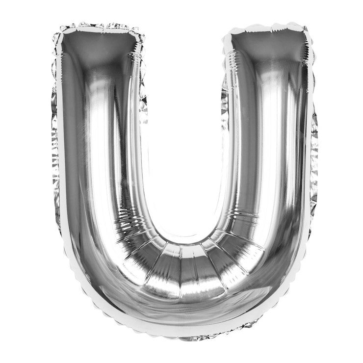 Foto letra u png pegatina de papel de aluminio plateado globo alfabeto fondo transparente