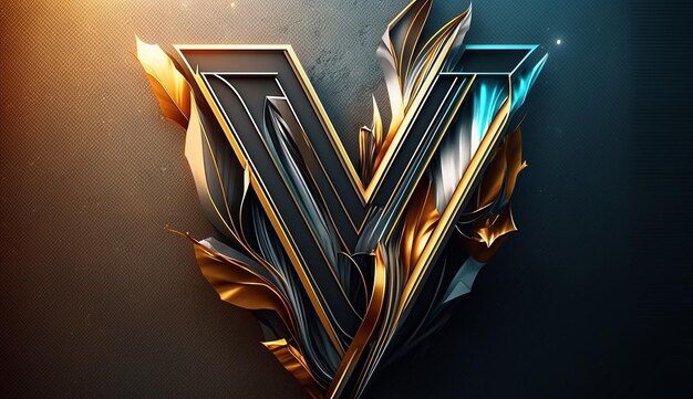 Letra V do logotipo moderno design gráfico arte gerada por ai